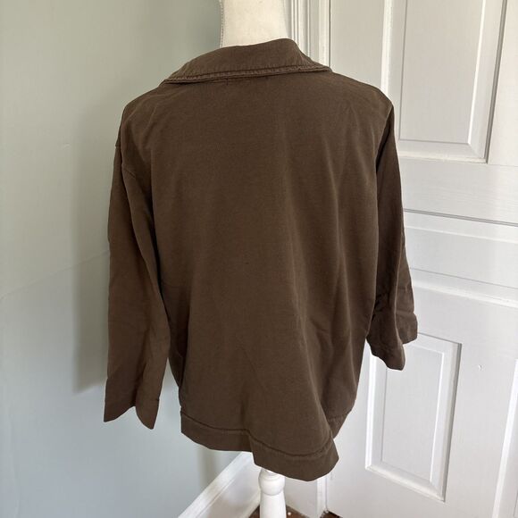 Fresh Produce Top Shirt Womens XXL Brown 3/4 Sleeve Button Beach Vacation - Picture 3 of 6